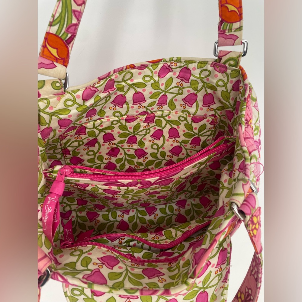 Vera Bradley Pink Floral “Lilli Belle” Y2K Double Handle Quilted Shoulder Bag - Picture 12 of 14